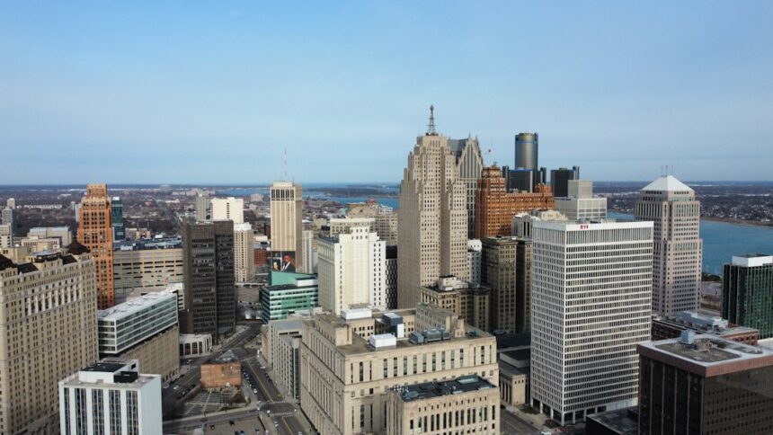 Detroit skyline and Belle Isle, Michigan, illustrating the statewide 2026 election races