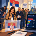 Illustration representing voting and election results during Serbia’s 2026 parliamentary election
