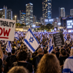 Illustration of anti-government demonstrations in Tel Aviv ahead of Israel’s October 2026 parliamentary election