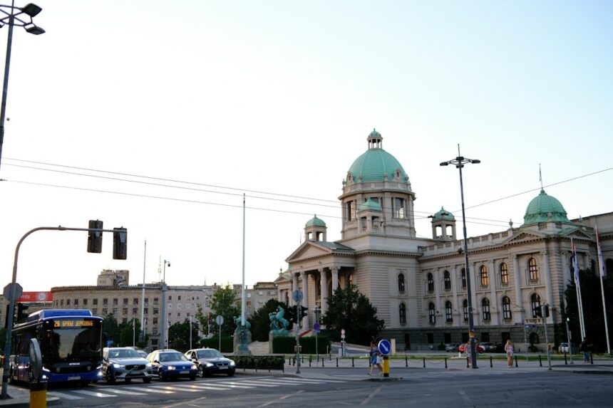 National Assembly building in Belgrade, Serbia, ahead of the 2026 parliamentary election