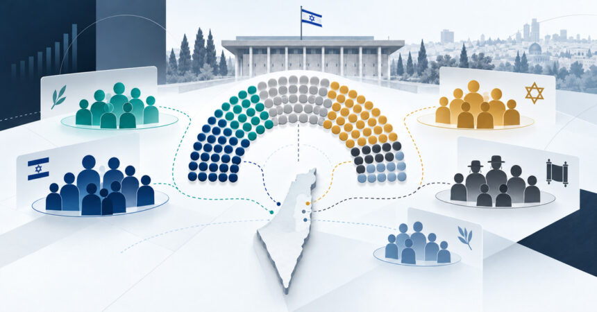 Conceptual illustration of possible coalition pathways after Israel's 2026 election